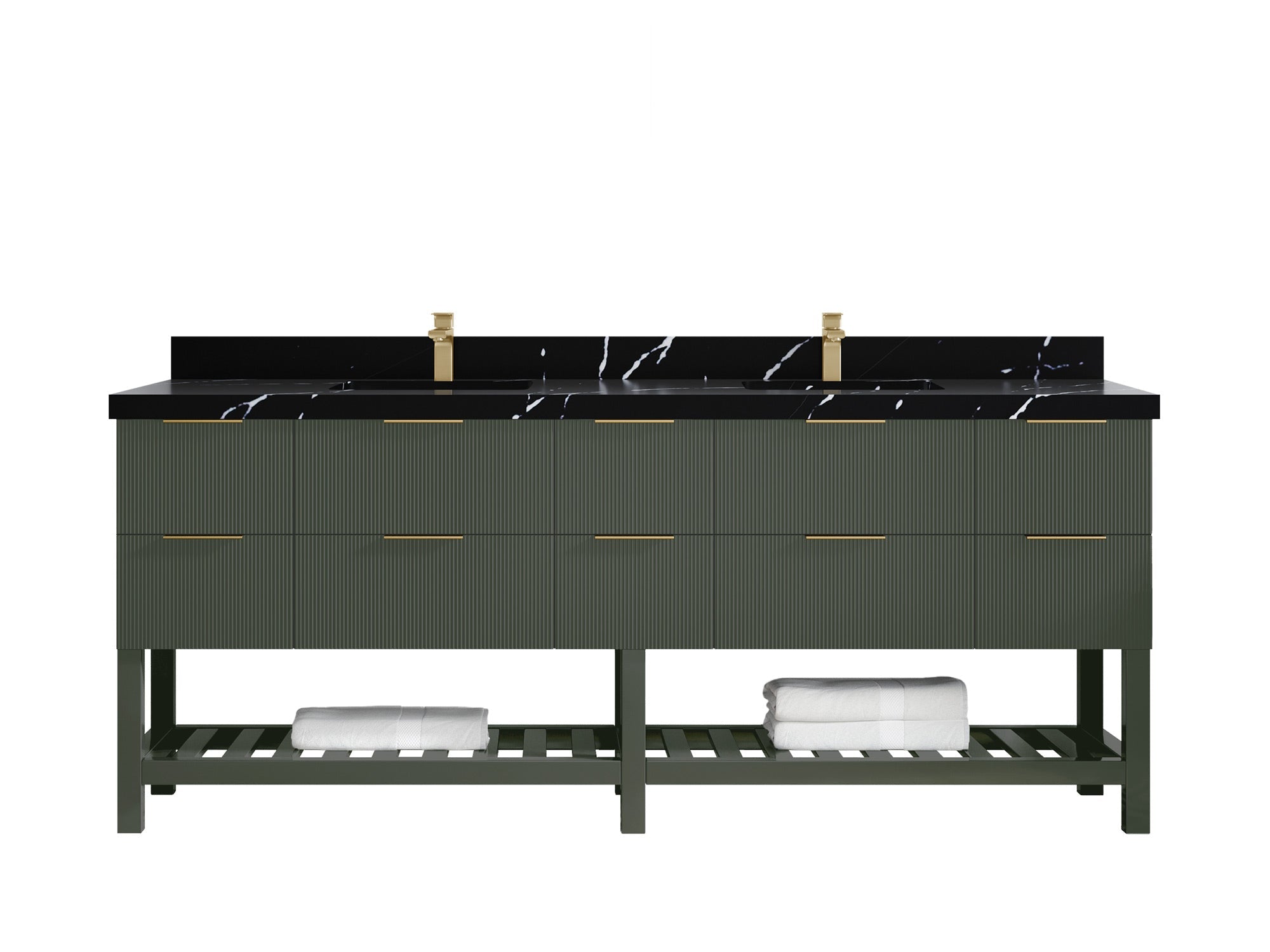 Catalina 84 in W x 22 in D Free Standing Reeded Double Sink Bathroom Vanity - Willow Bath and Vanity