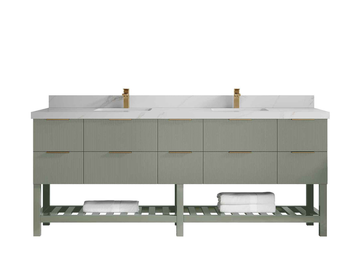 Catalina 84 in W x 22 in D Free Standing Reeded Double Sink Bathroom Vanity - Willow Bath and Vanity