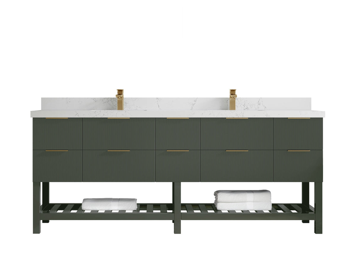 Catalina 84 in W x 22 in D Free Standing Reeded Double Sink Bathroom Vanity - Willow Bath and Vanity