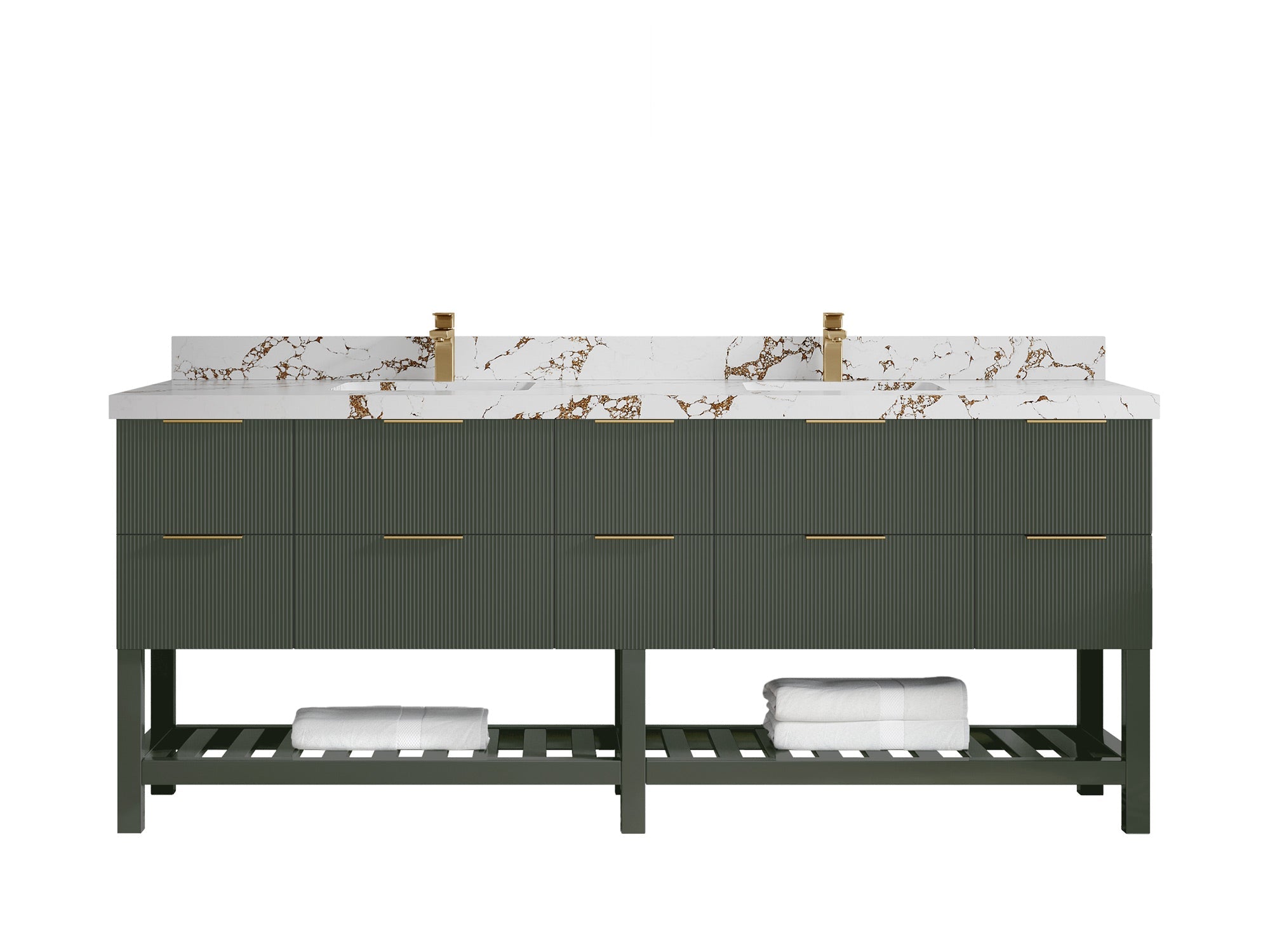 Catalina 84 in W x 22 in D Free Standing Reeded Double Sink Bathroom Vanity - Willow Bath and Vanity