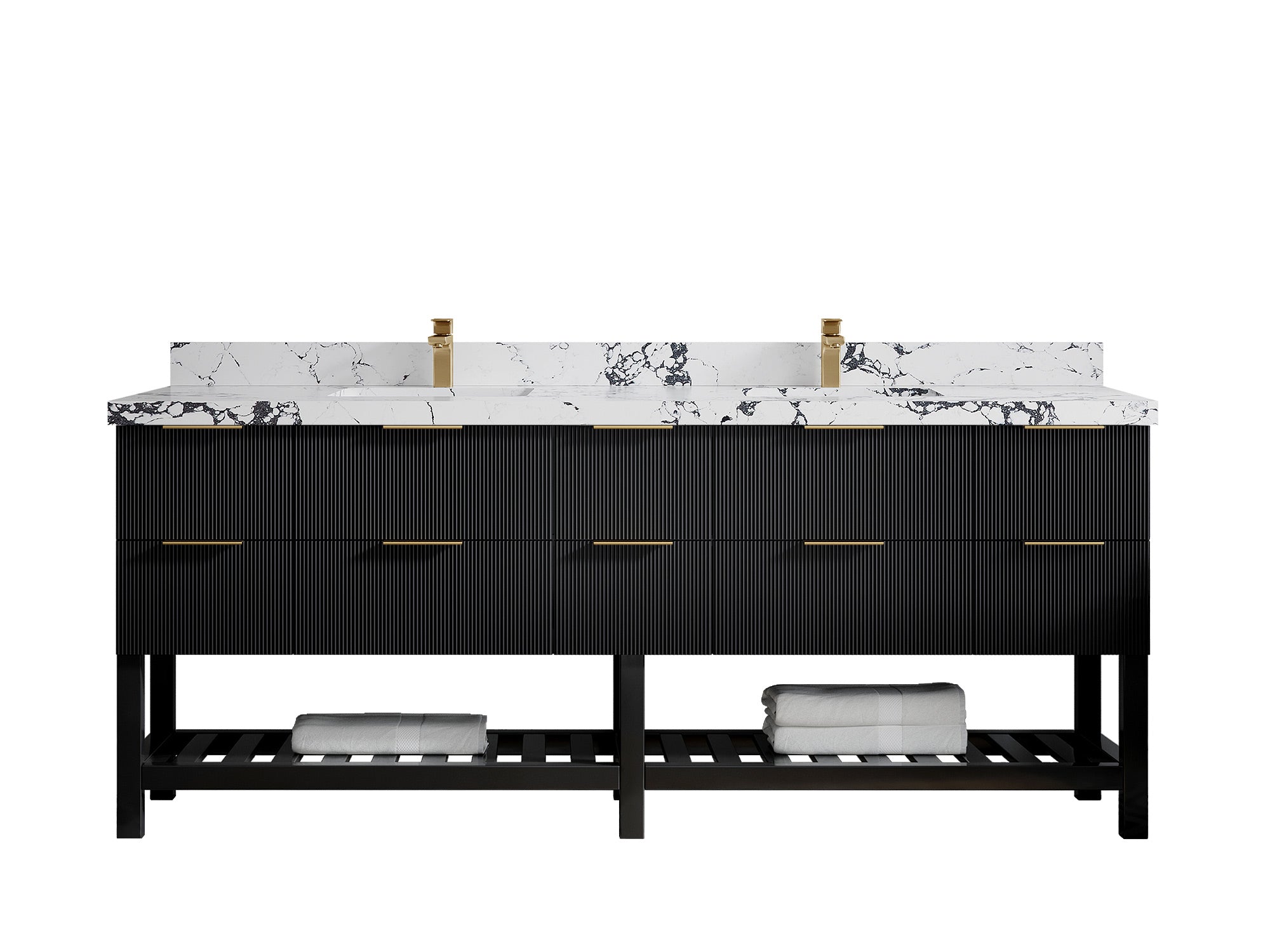 Catalina 84 in W x 22 in D Free Standing Reeded Double Sink Bathroom Vanity - Willow Bath and Vanity