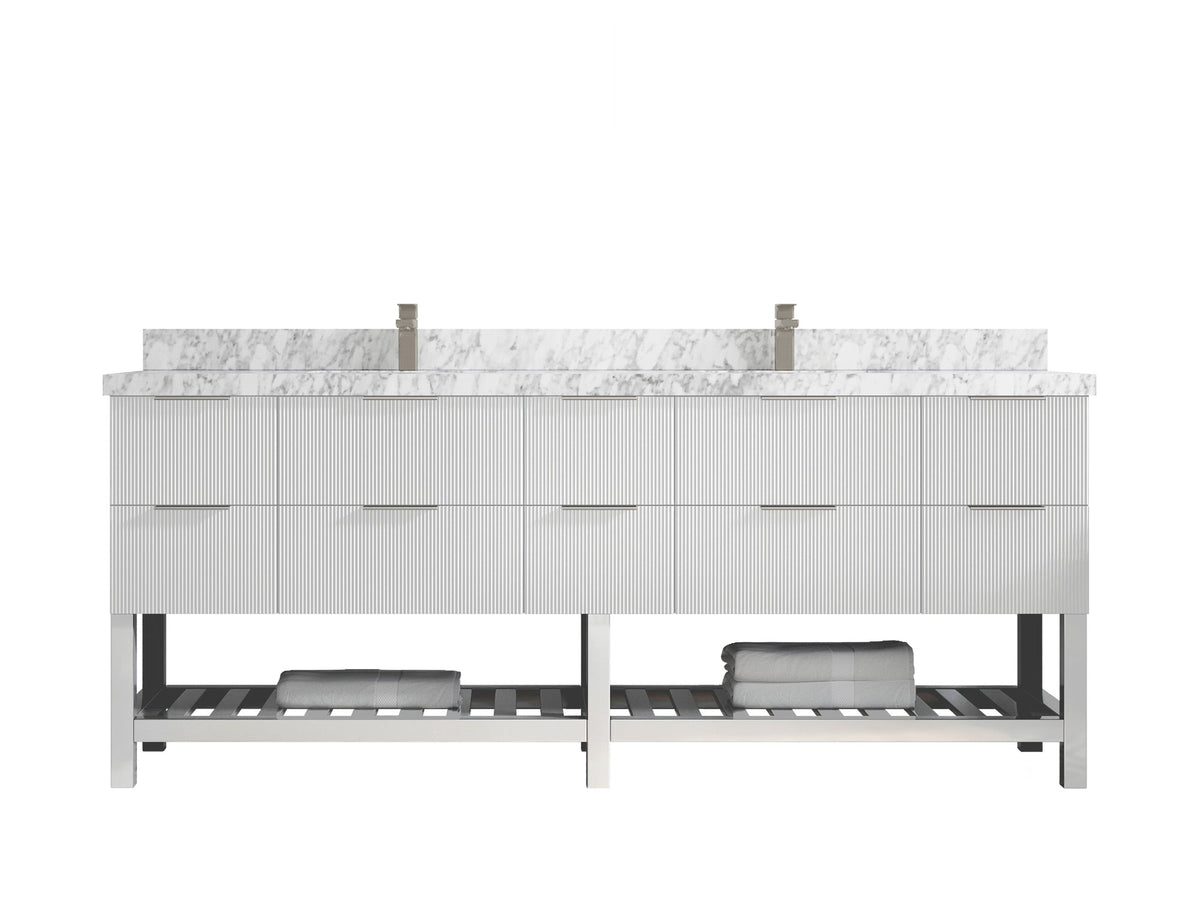 Catalina 84 in W x 22 in D Free Standing Reeded Double Sink Bathroom Vanity - Willow Bath and Vanity