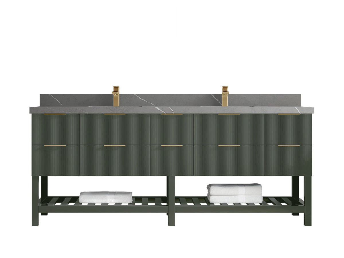 Catalina 84 in W x 22 in D Free Standing Reeded Double Sink Bathroom Vanity - Willow Bath and Vanity