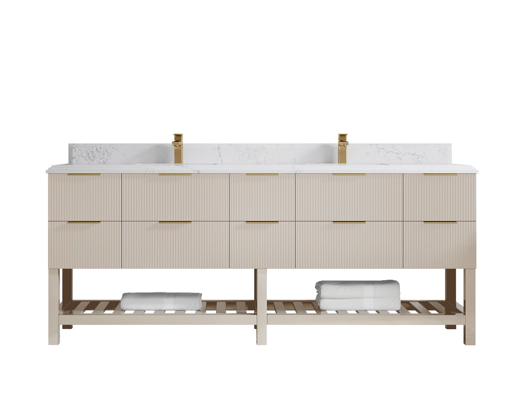 Catalina 84 in W x 22 in D Free Standing Reeded Double Sink Bathroom Vanity - Willow Bath and Vanity