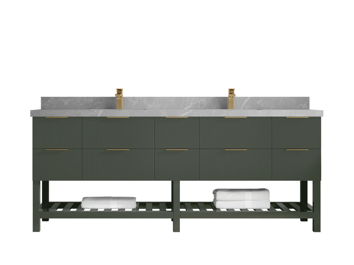 Catalina 84 in W x 22 in D Free Standing Reeded Double Sink Bathroom Vanity - Willow Bath and Vanity