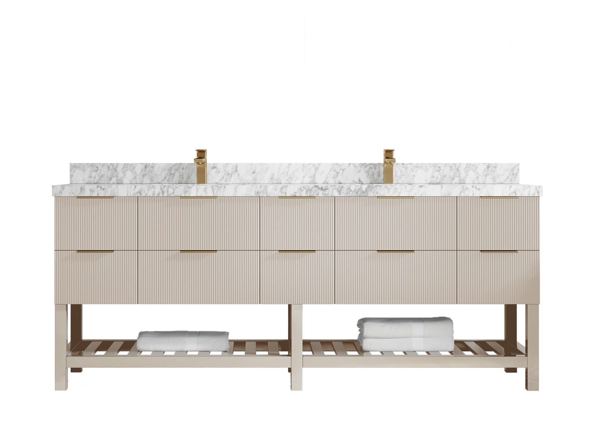 Catalina 84 in W x 22 in D Free Standing Reeded Double Sink Bathroom Vanity - Willow Bath and Vanity