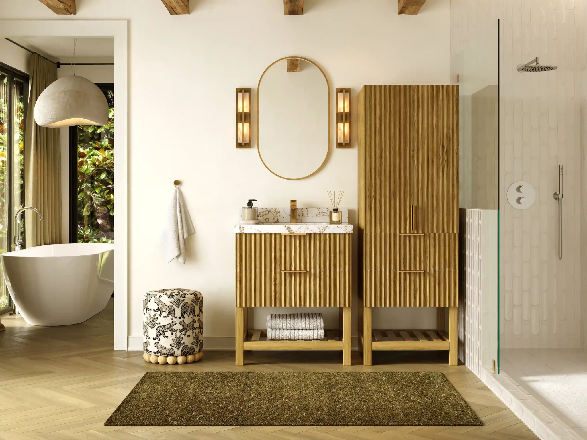 Catalina Teak 30 in W x 22 in D Free Standing Reeded Single Sink Bathroom Vanity - Willow Bath and Vanity