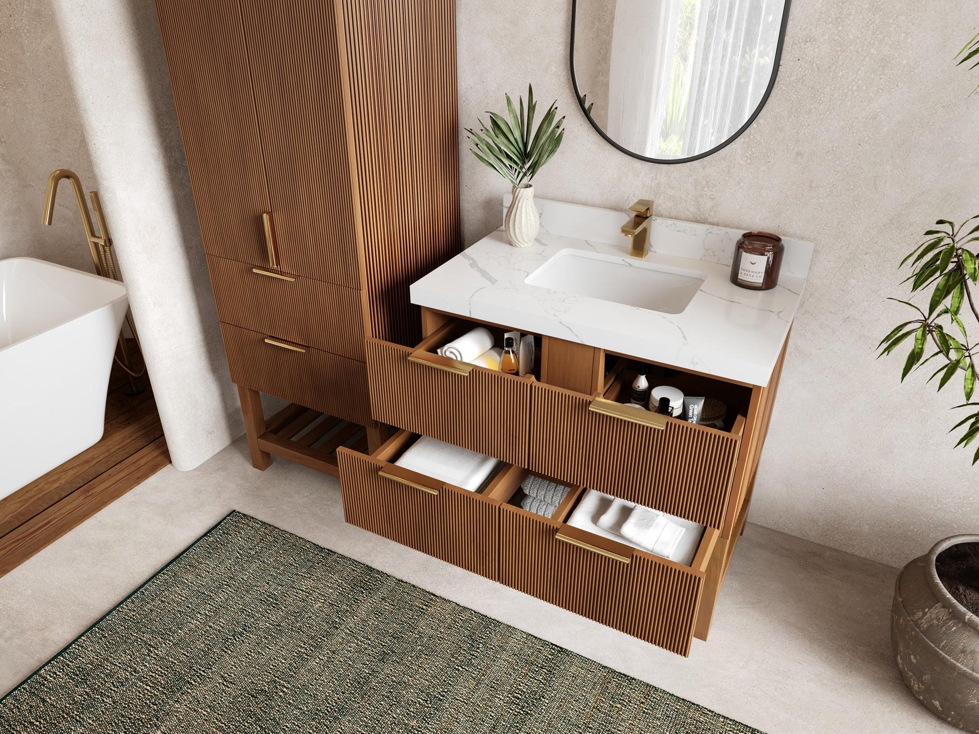 Catalina Teak 36 in. W x 22 in. D Center Sink Bathroom Vanity - Willow Bath and Vanity