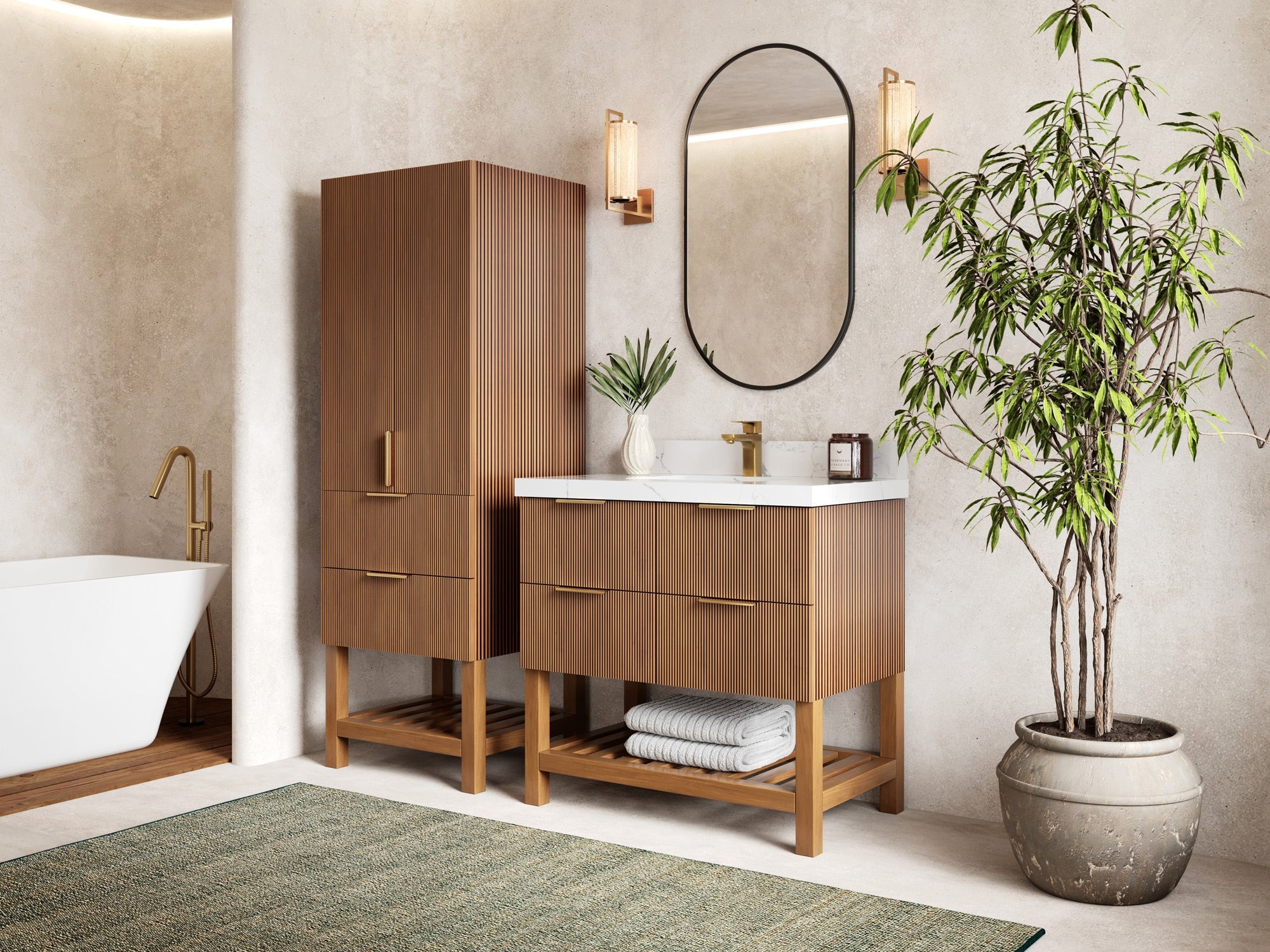 Catalina Teak 36 in. W x 22 in. D Center Sink Bathroom Vanity - Willow Bath and Vanity