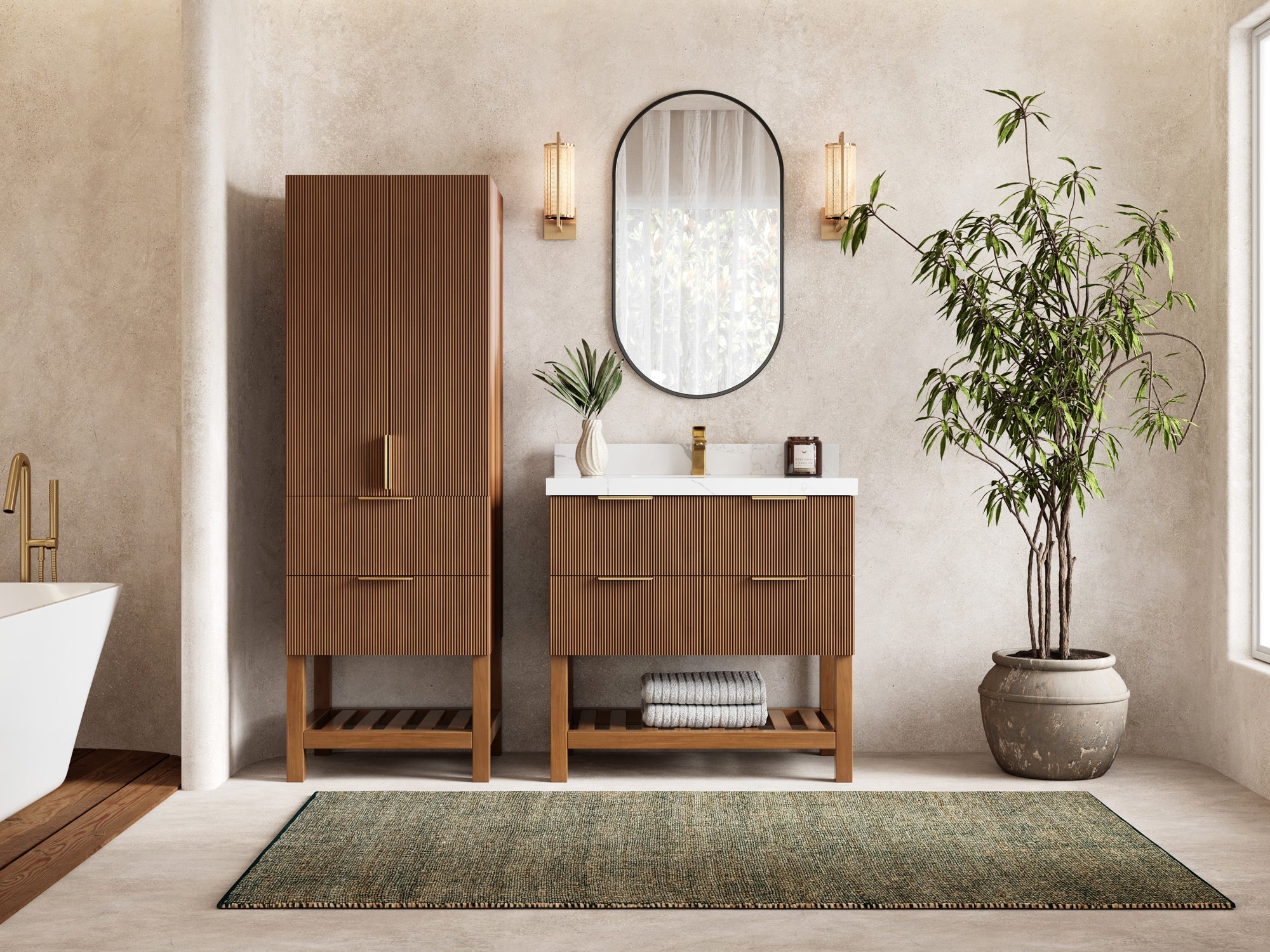 Catalina Teak 36 in. W x 22 in. D Center Sink Bathroom Vanity - Willow Bath and Vanity