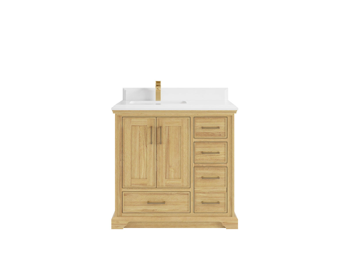 Charlotte 36 in. W x 22 in. D Left Offset Sink Bathroom Teak Wood Vanity - Willow Bath and Vanity