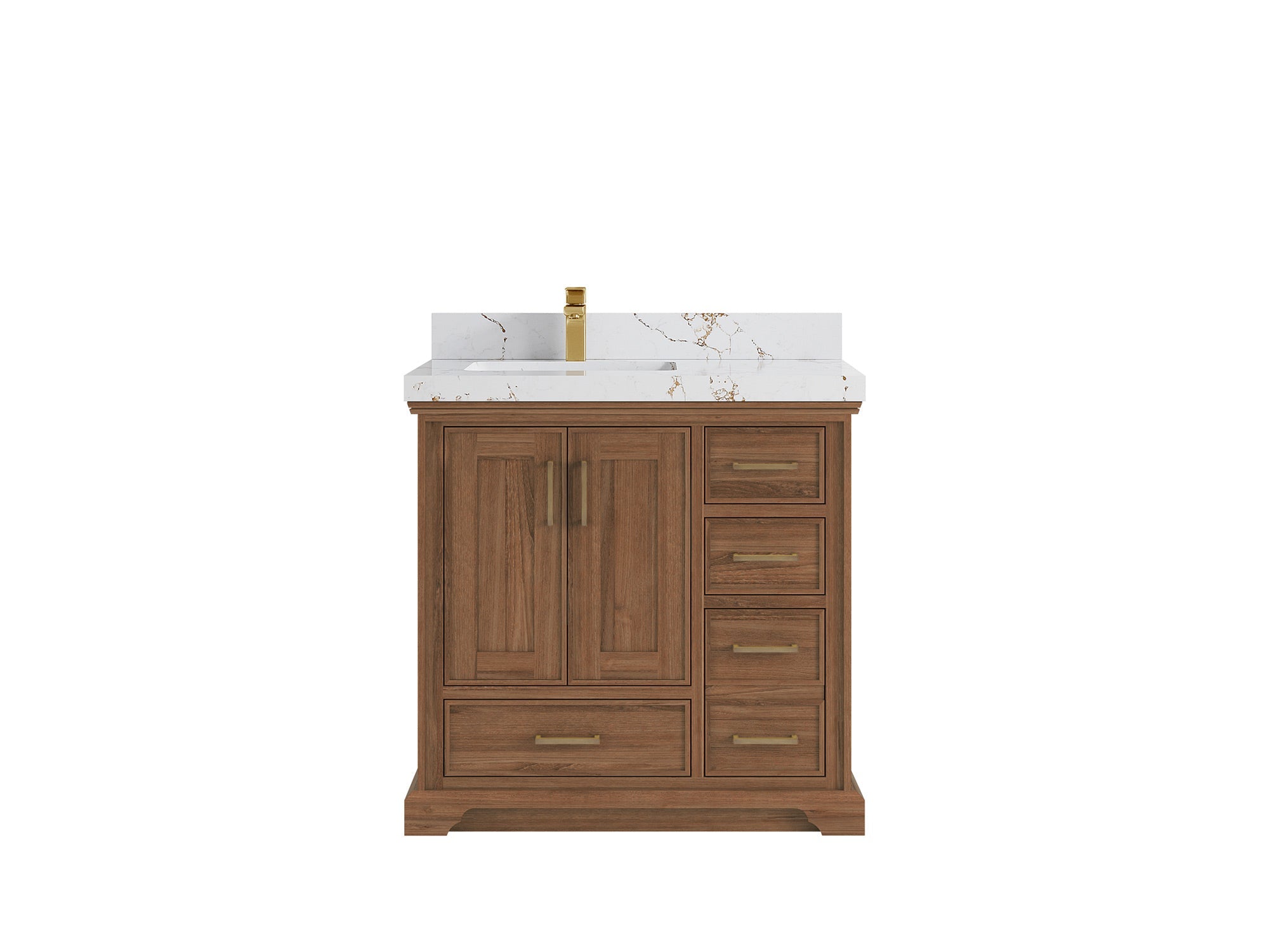 Charlotte 36 in. W x 22 in. D Left Offset Sink Bathroom Teak Wood Vanity - Willow Bath and Vanity
