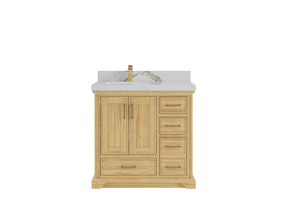 Charlotte 36 in. W x 22 in. D Left Offset Sink Bathroom Teak Wood Vanity - Willow Bath and Vanity