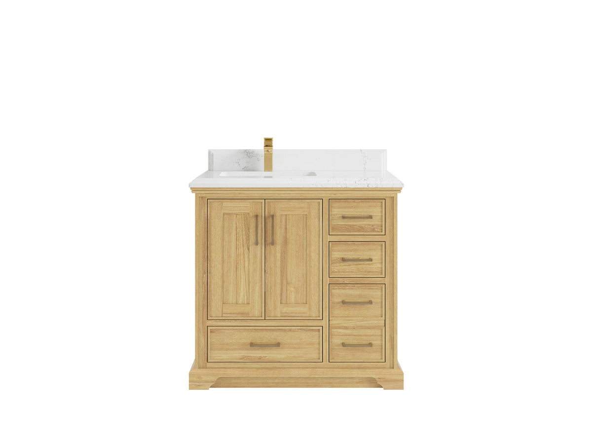 Charlotte 36 in. W x 22 in. D Left Offset Sink Bathroom Teak Wood Vanity - Willow Bath and Vanity