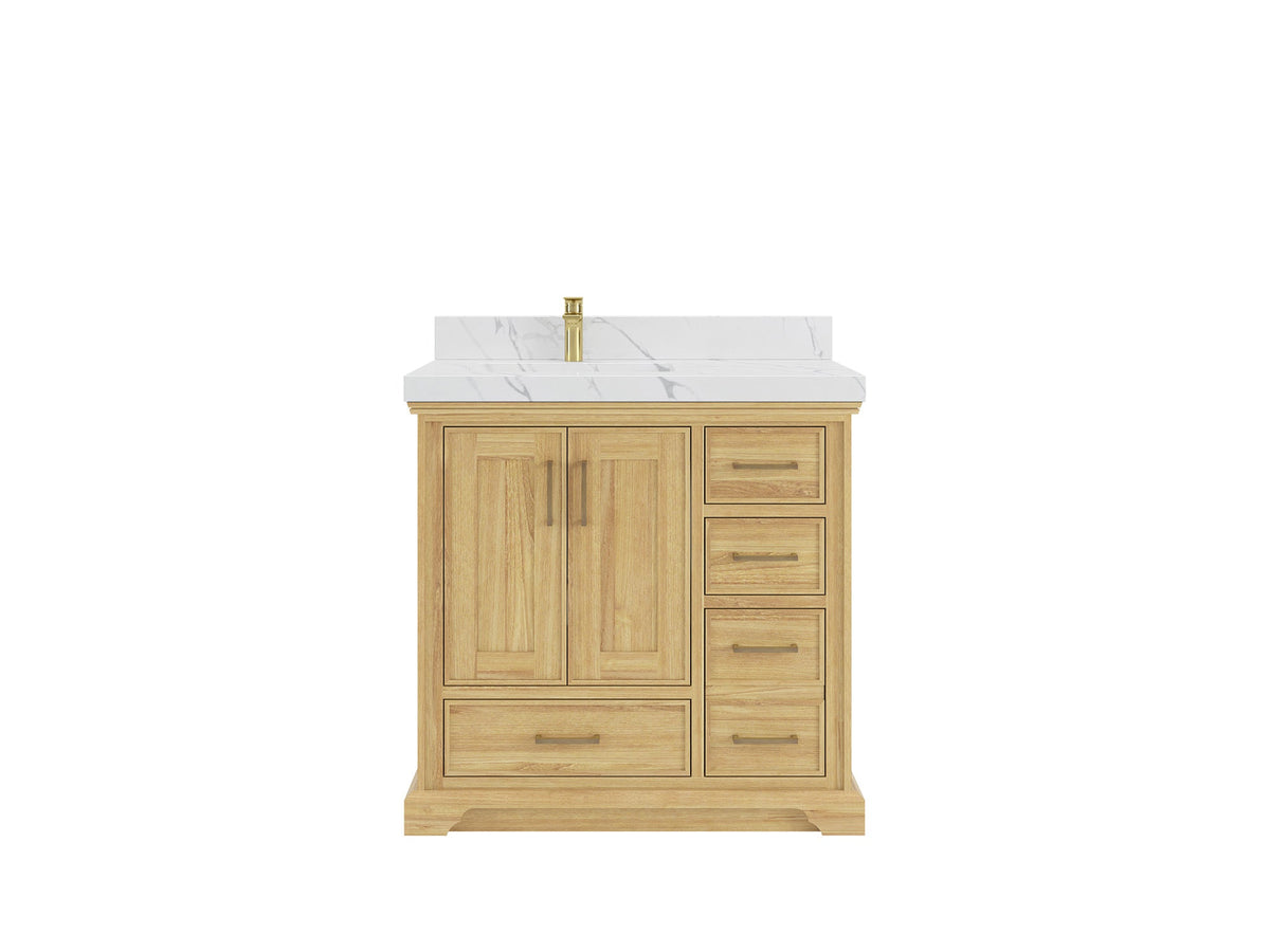 Charlotte 36 in. W x 22 in. D Left Offset Sink Bathroom Teak Wood Vanity - Willow Bath and Vanity