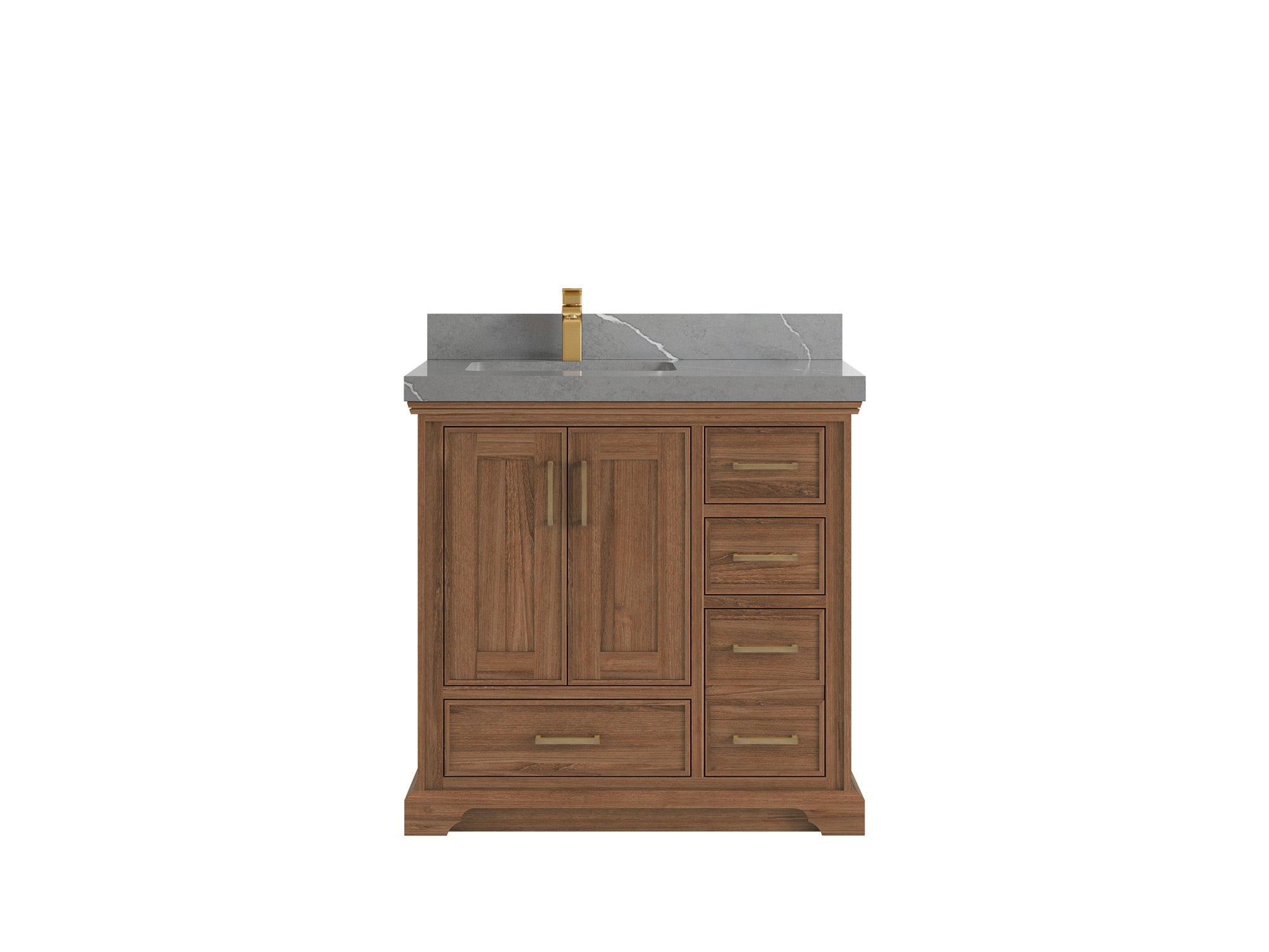 Charlotte 36 in. W x 22 in. D Left Offset Sink Bathroom Teak Wood Vanity - Willow Bath and Vanity