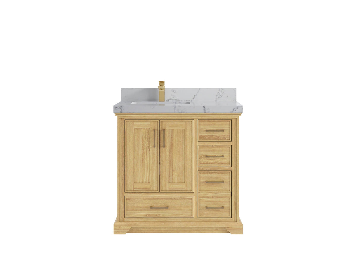 Charlotte 36 in. W x 22 in. D Left Offset Sink Bathroom Teak Wood Vanity - Willow Bath and Vanity