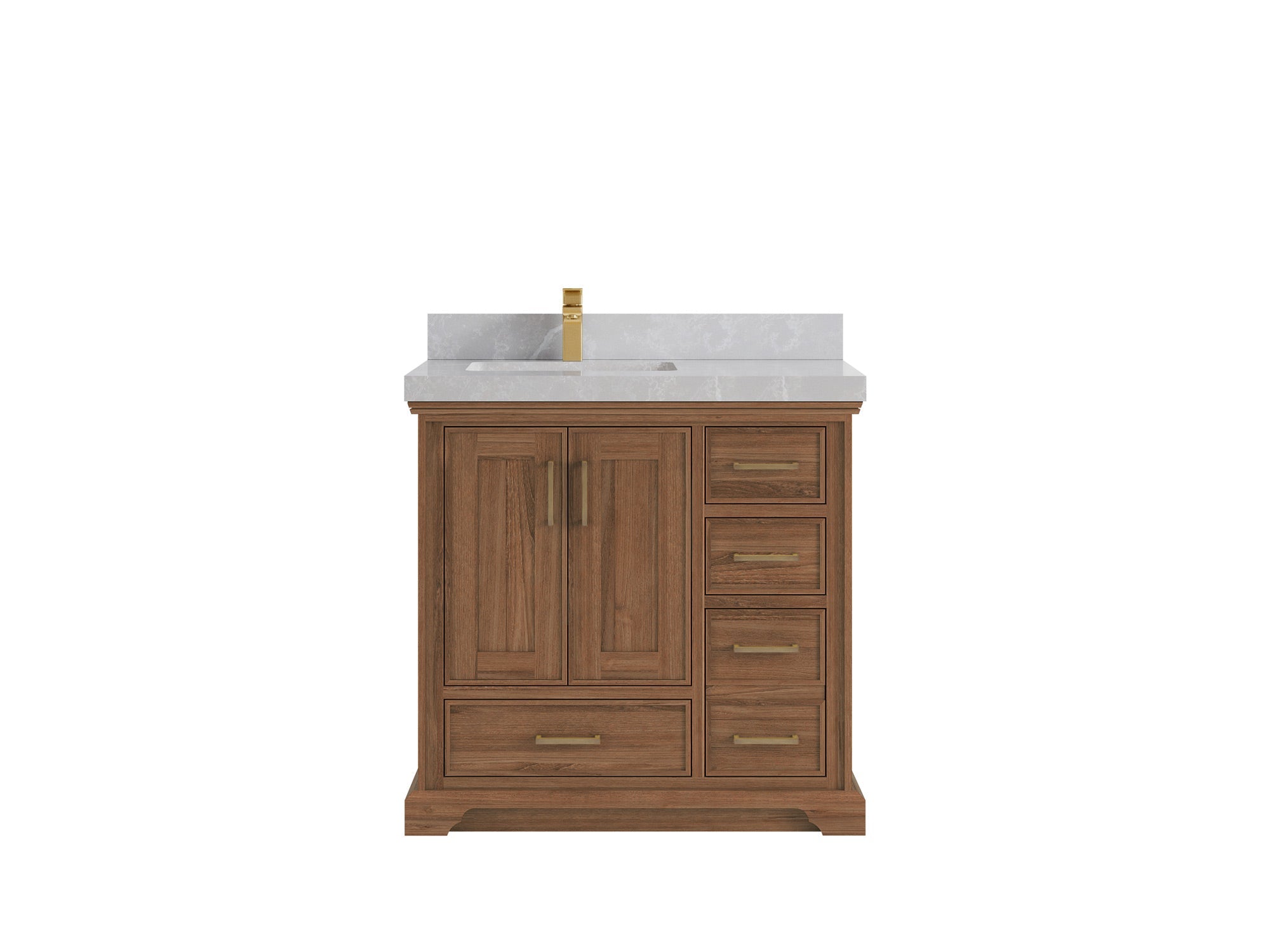 Charlotte 36 in. W x 22 in. D Left Offset Sink Bathroom Teak Wood Vanity - Willow Bath and Vanity