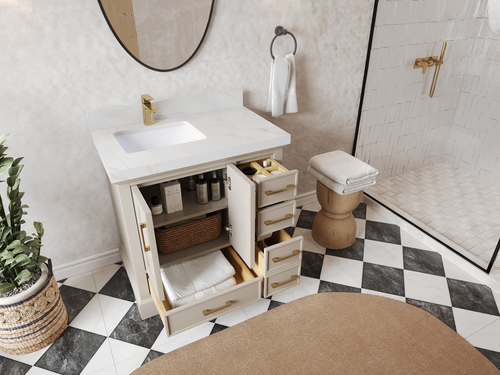 Charlotte 36 in. W x 22 in. D Left Offset Sink Bathroom Vanity - Willow Bath and Vanity
