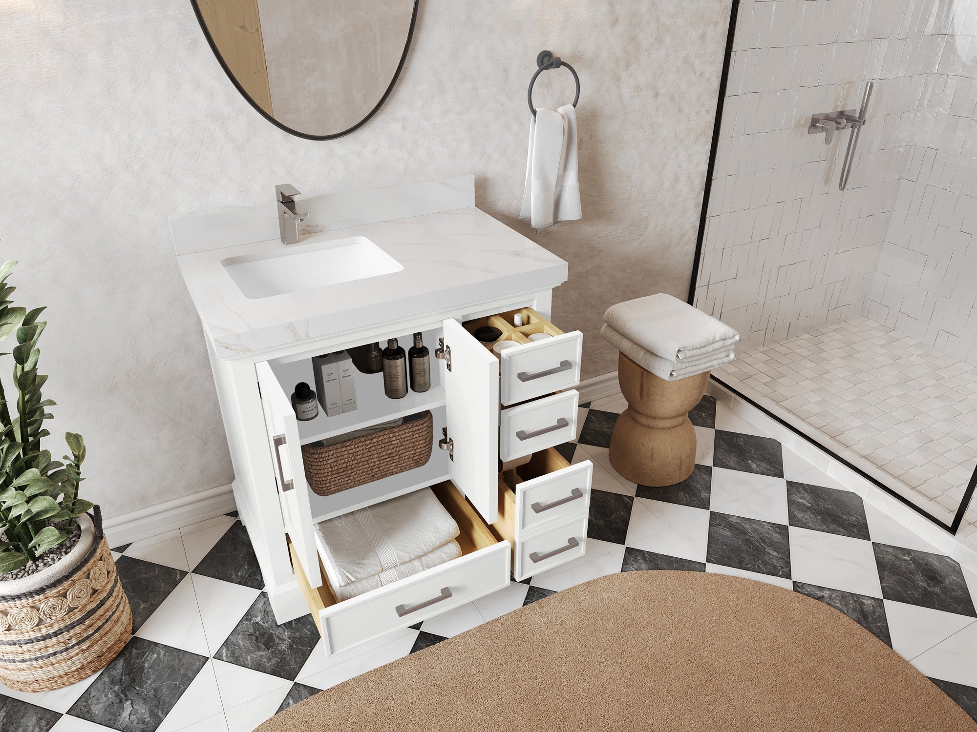 Charlotte 36 in. W x 22 in. D Left Offset Sink Bathroom Vanity - Willow Bath and Vanity