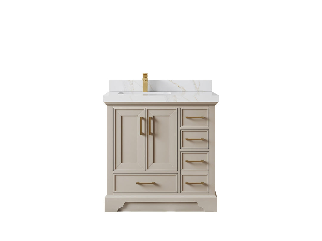 Charlotte Slim Shaker Bathroom Vanity – White Oak, Teak Wood, Painted with Quartz & Marble or Taj Mahal Quarzite - photo 42