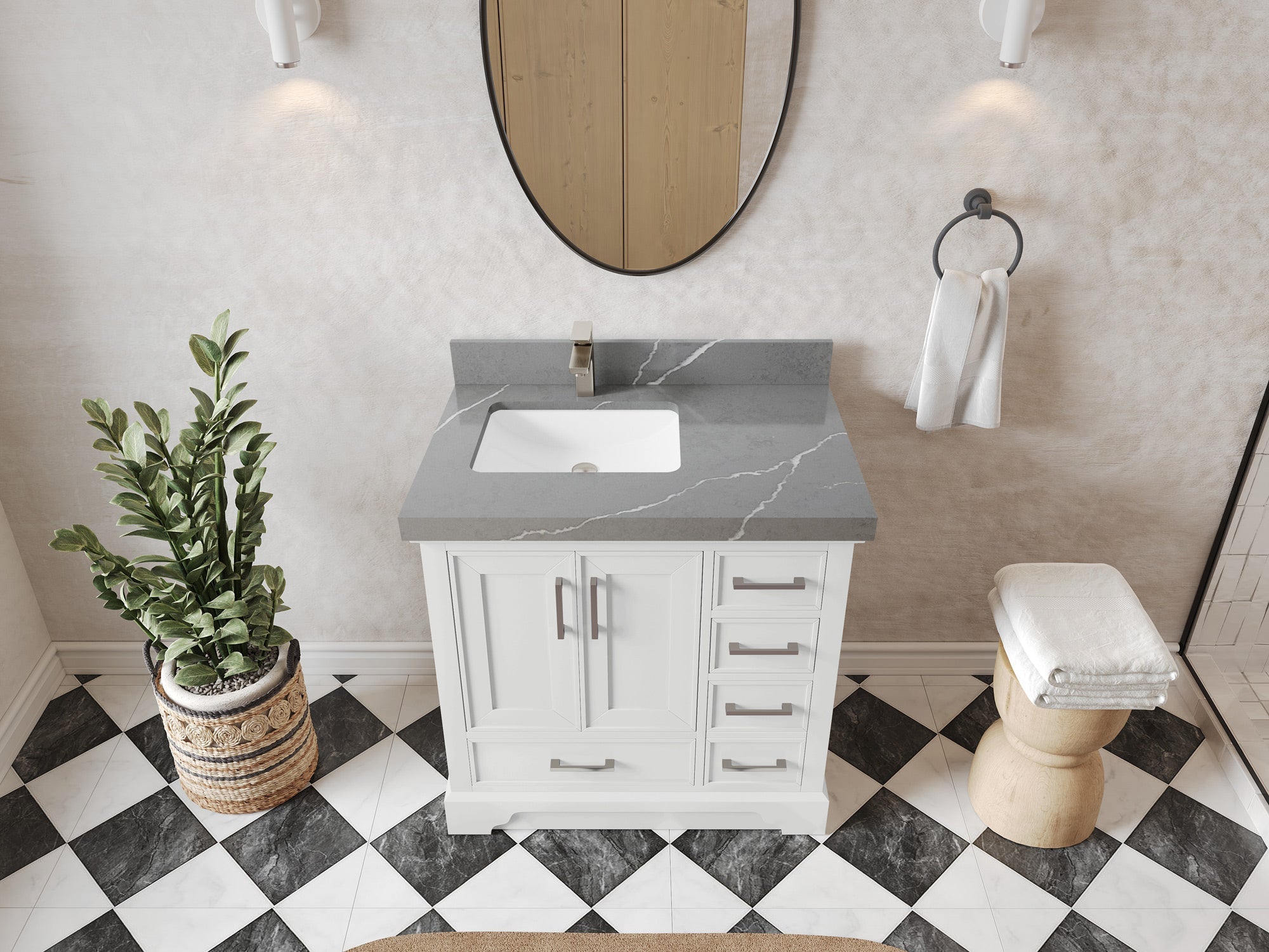 Charlotte 36 in. W x 22 in. D Left Offset Sink Bathroom Vanity - Willow Bath and Vanity