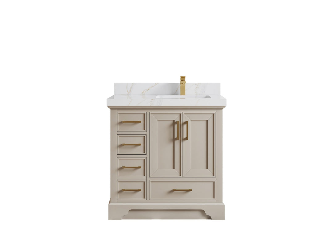 Charlotte Slim Shaker Bathroom Vanity – White Oak, Teak Wood, Painted with Quartz & Marble or Taj Mahal Quarzite - photo 39
