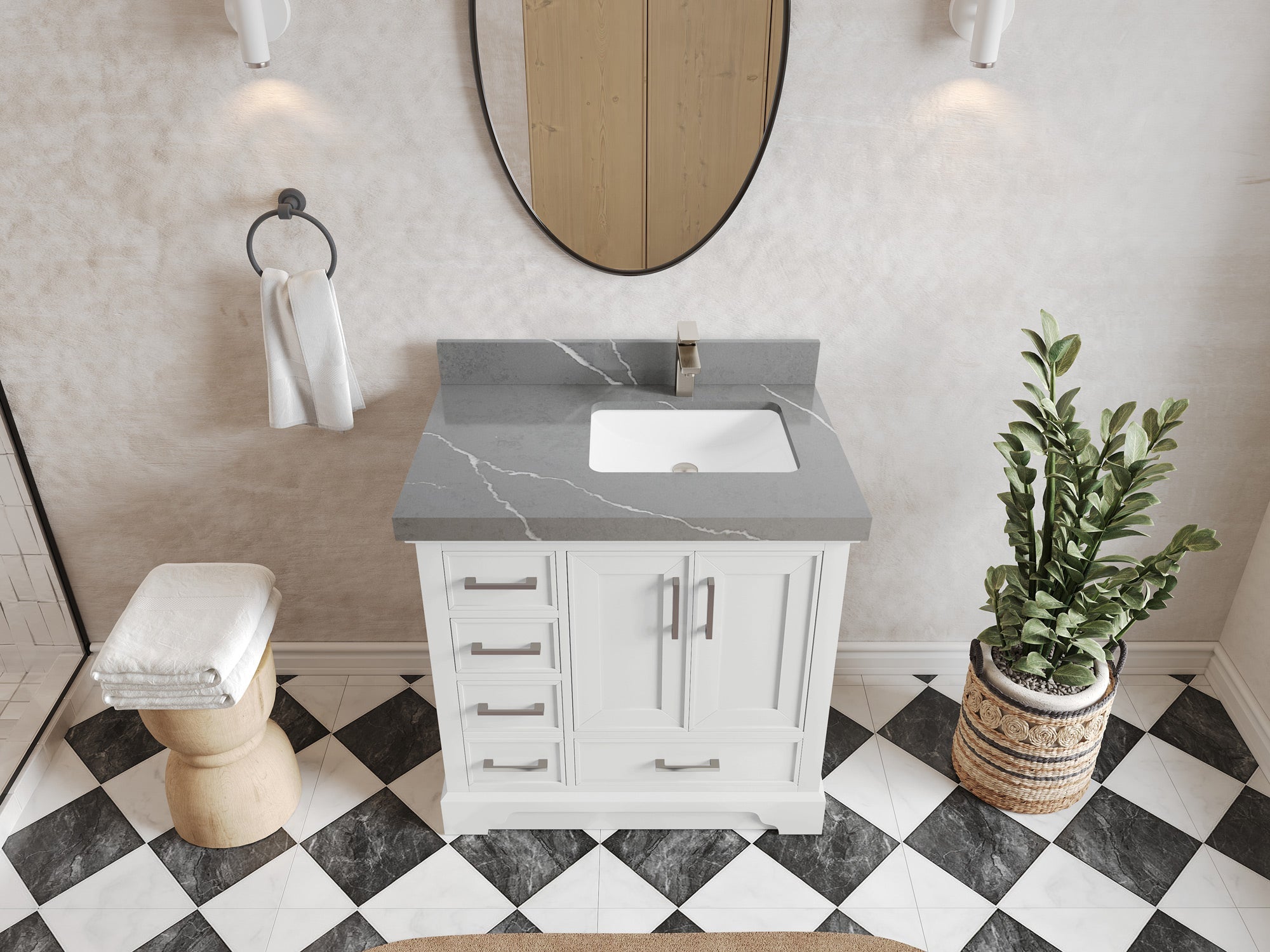 Charlotte 36 in. W x 22 in. D Right Offset Sink Bathroom Vanity - Willow Bath and Vanity