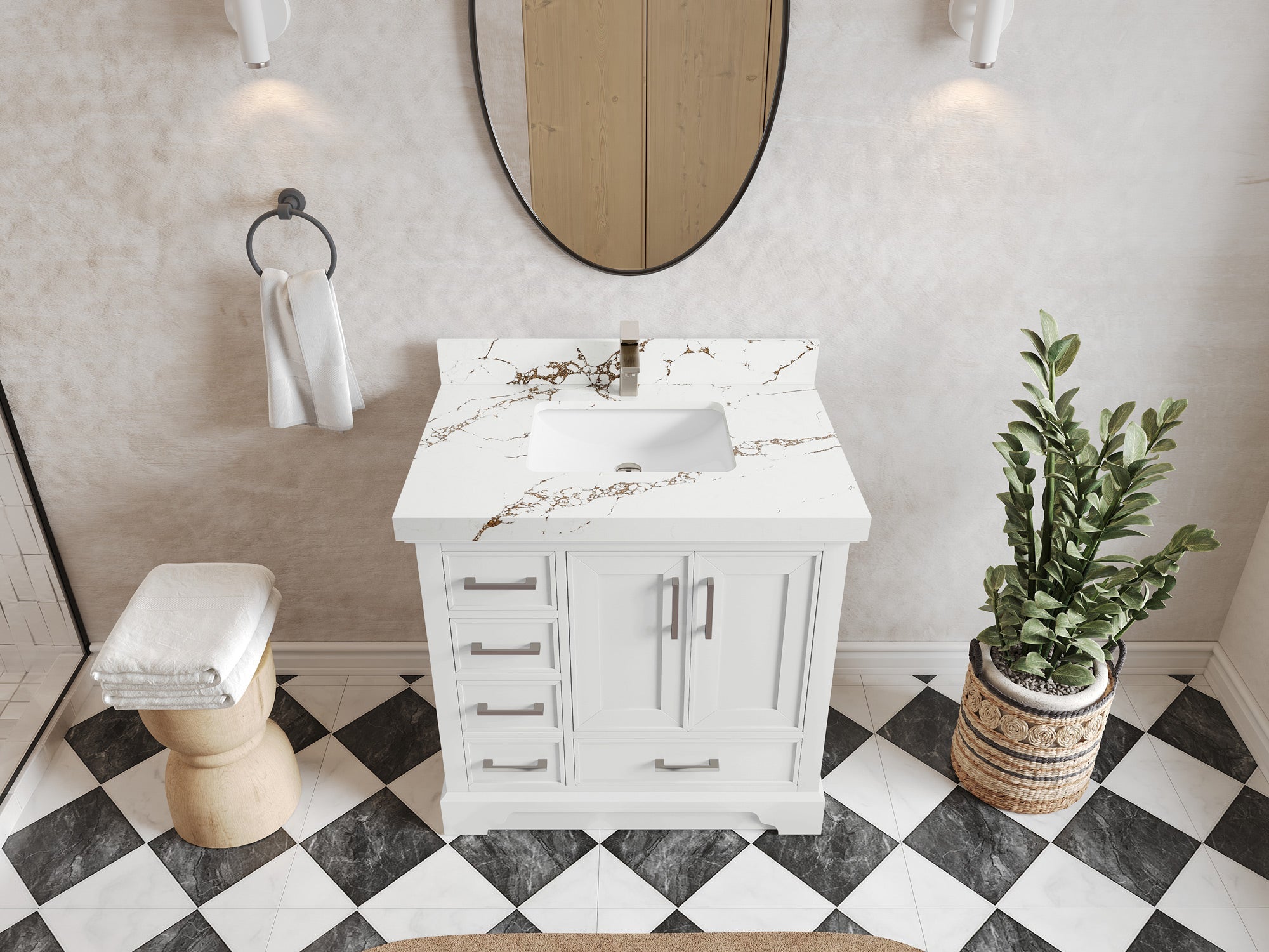 Charlotte 36" W x 22" D Center Sink Vanity for Elegant Bathroom Spaces - Willow Bath and Vanity