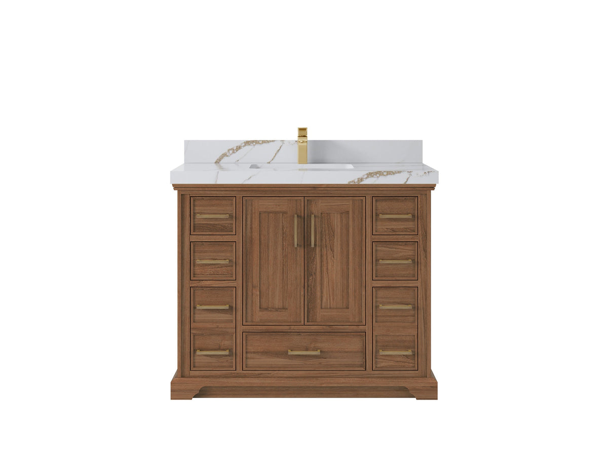 Charlotte 42 in. W x 22 in. D Single Sink Bathroom Teak Wood Vanity - Willow Bath and Vanity
