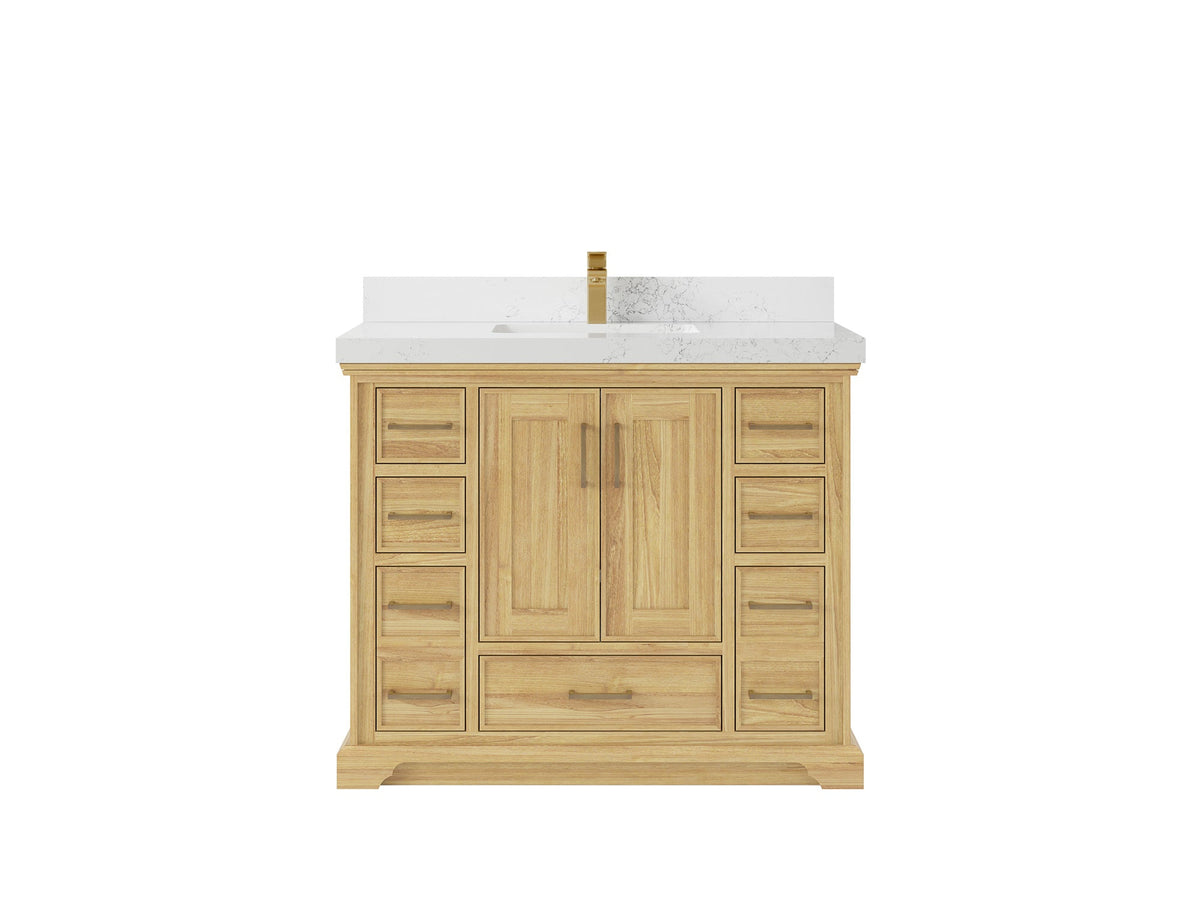 Charlotte 42 in. W x 22 in. D Single Sink Bathroom Teak Wood Vanity - Willow Bath and Vanity