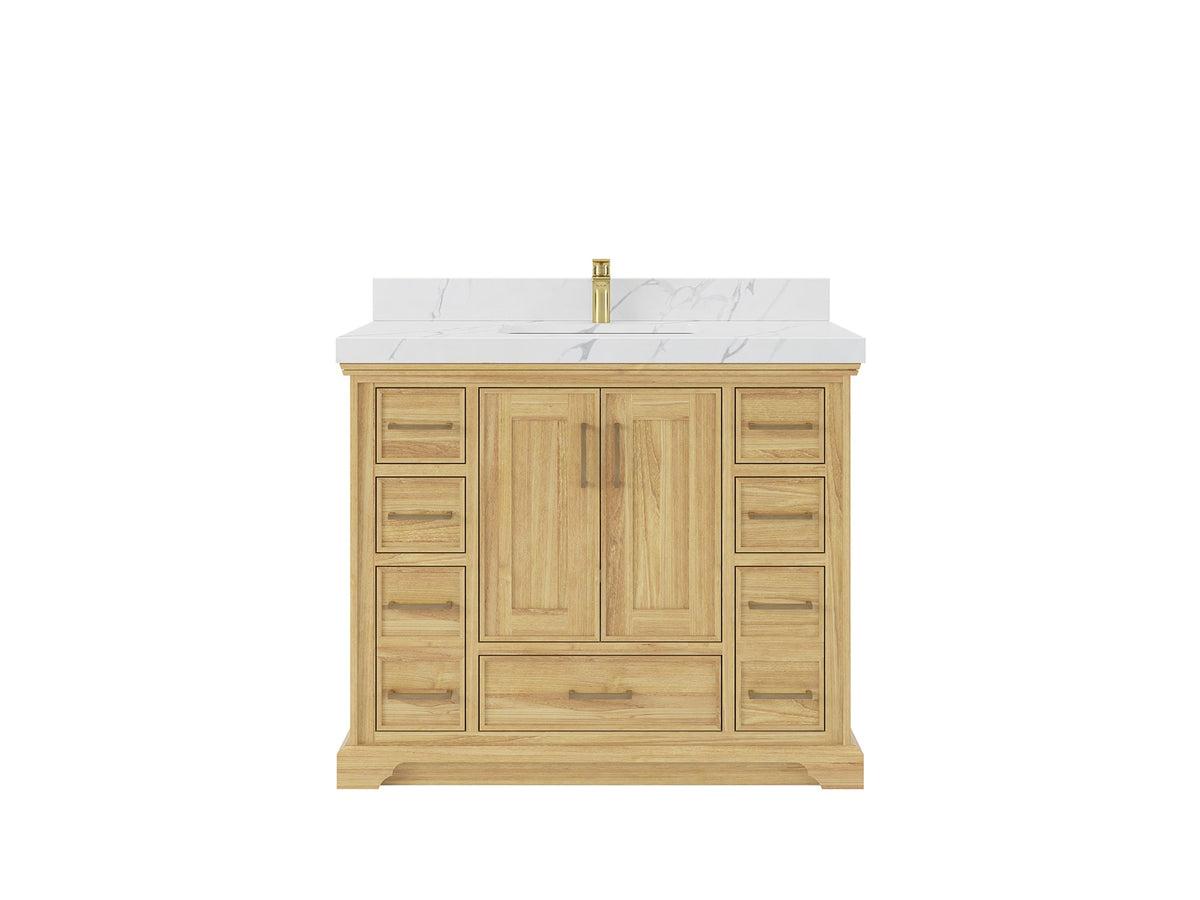 Charlotte 42 in. W x 22 in. D Single Sink Bathroom Teak Wood Vanity - Willow Bath and Vanity