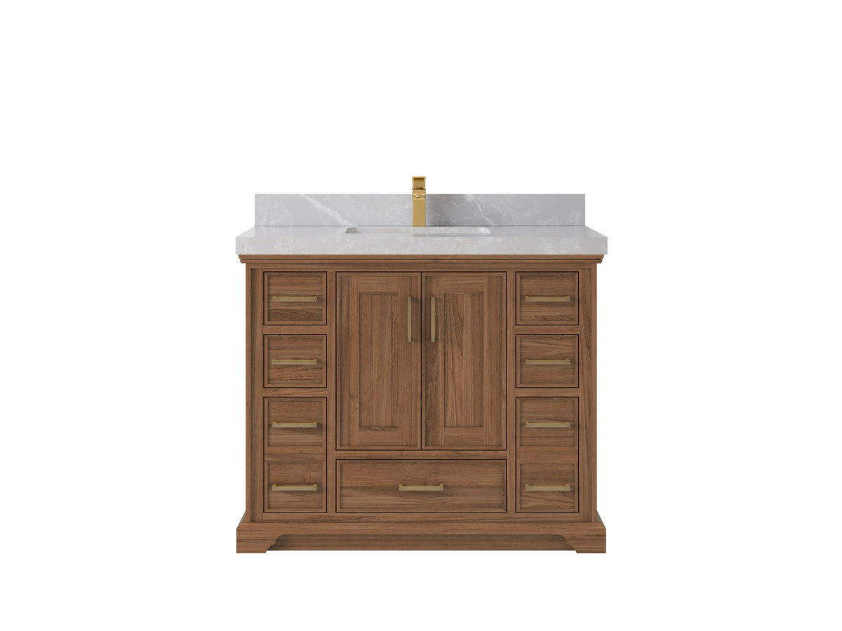 Charlotte 42 in. W x 22 in. D Single Sink Bathroom Teak Wood Vanity - Willow Bath and Vanity