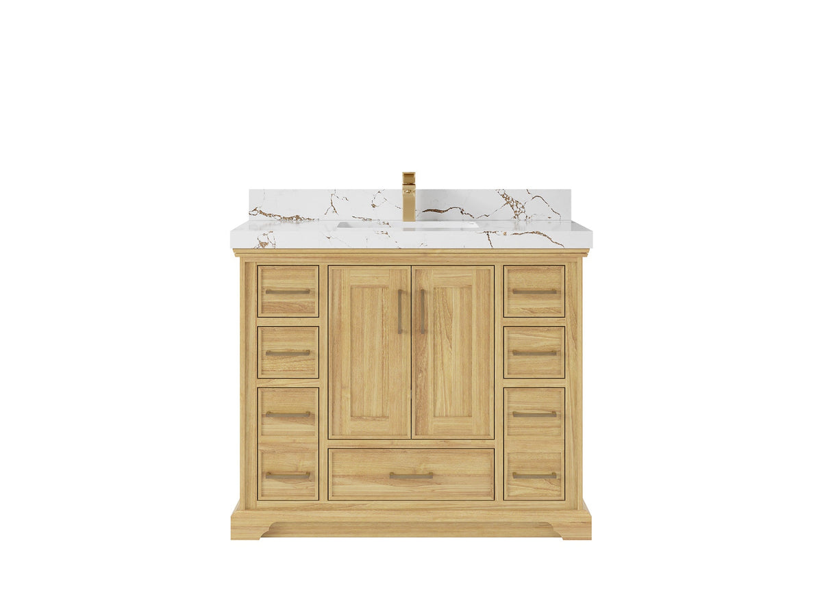 Charlotte 42 in. W x 22 in. D Single Sink Bathroom Teak Wood Vanity - Willow Bath and Vanity