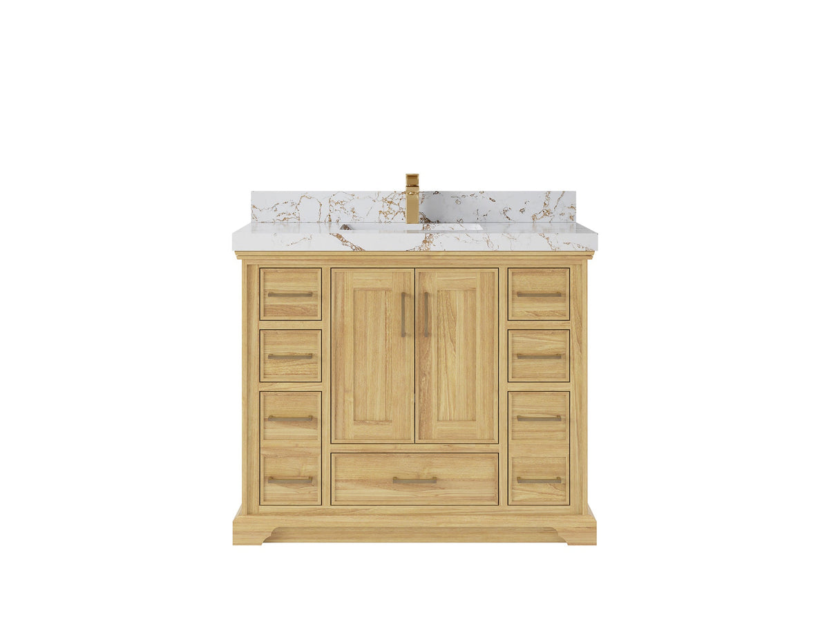 Charlotte 42 in. W x 22 in. D Single Sink Bathroom Teak Wood Vanity - Willow Bath and Vanity