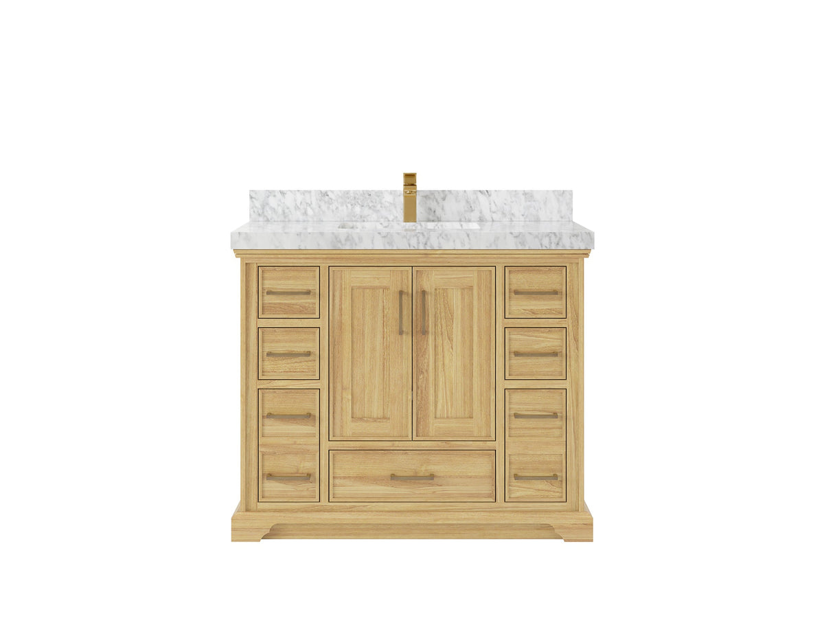 Charlotte 42 in. W x 22 in. D Single Sink Bathroom Teak Wood Vanity - Willow Bath and Vanity