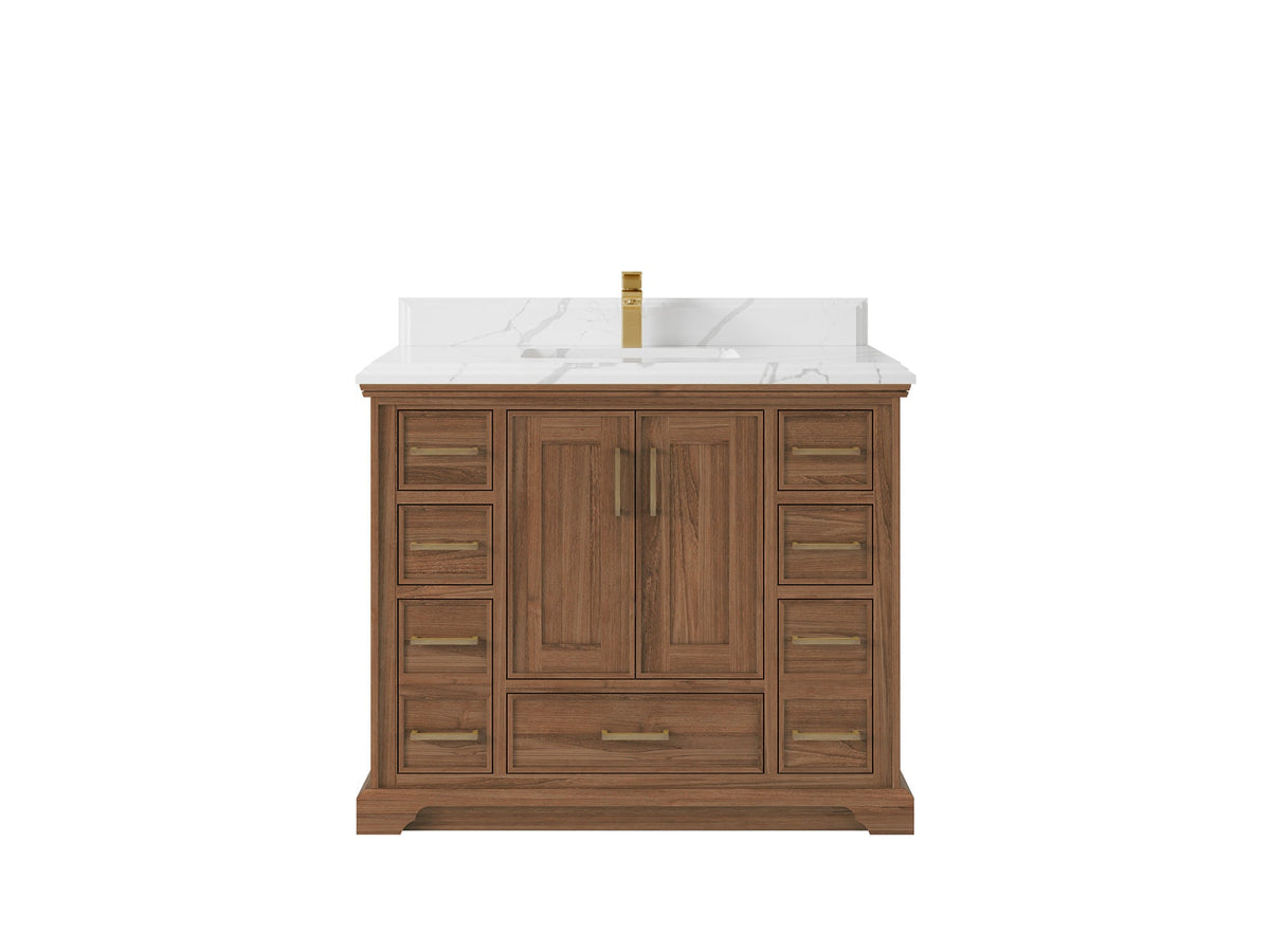 Charlotte 42 in. W x 22 in. D Single Sink Bathroom Teak Wood Vanity - Willow Bath and Vanity