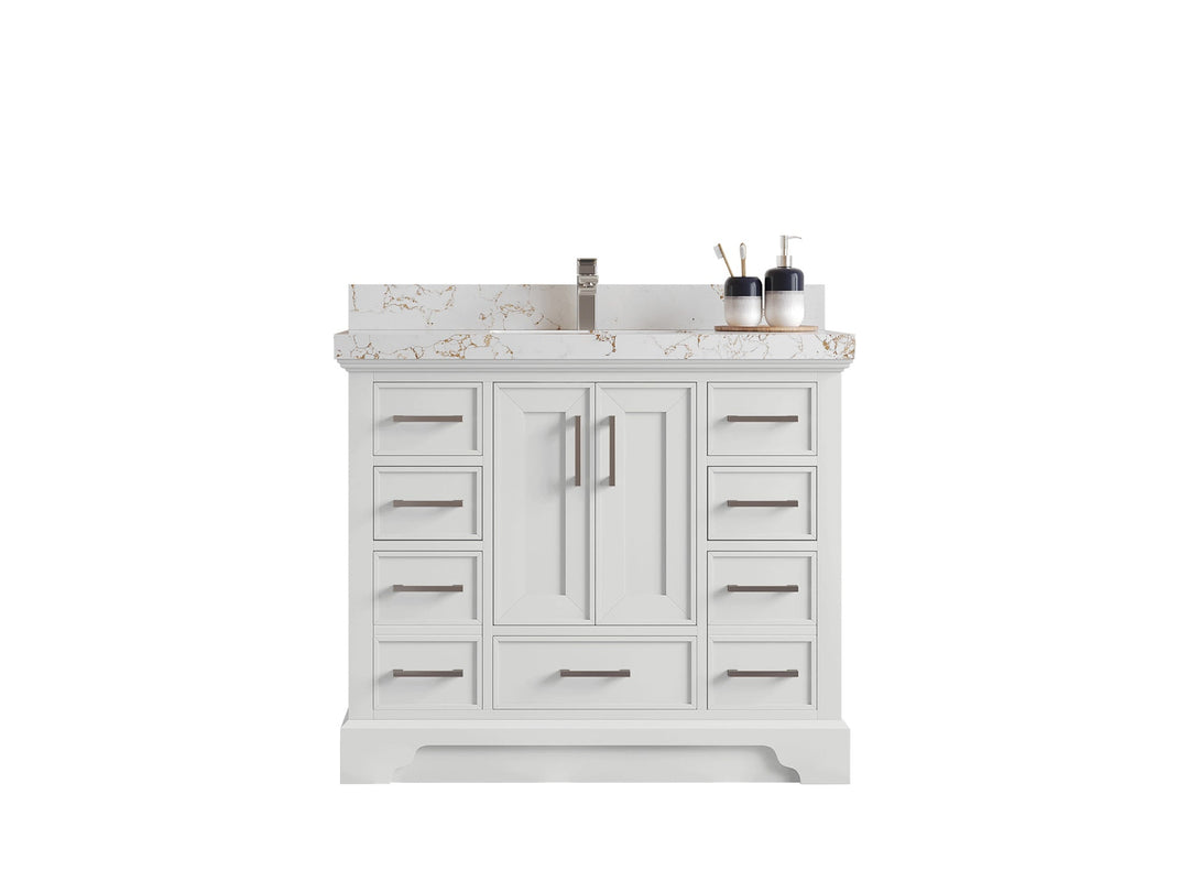 Charlotte Slim Shaker Bathroom Vanity – White Oak, Teak Wood, Painted with Quartz & Marble or Taj Mahal Quarzite - photo 36
