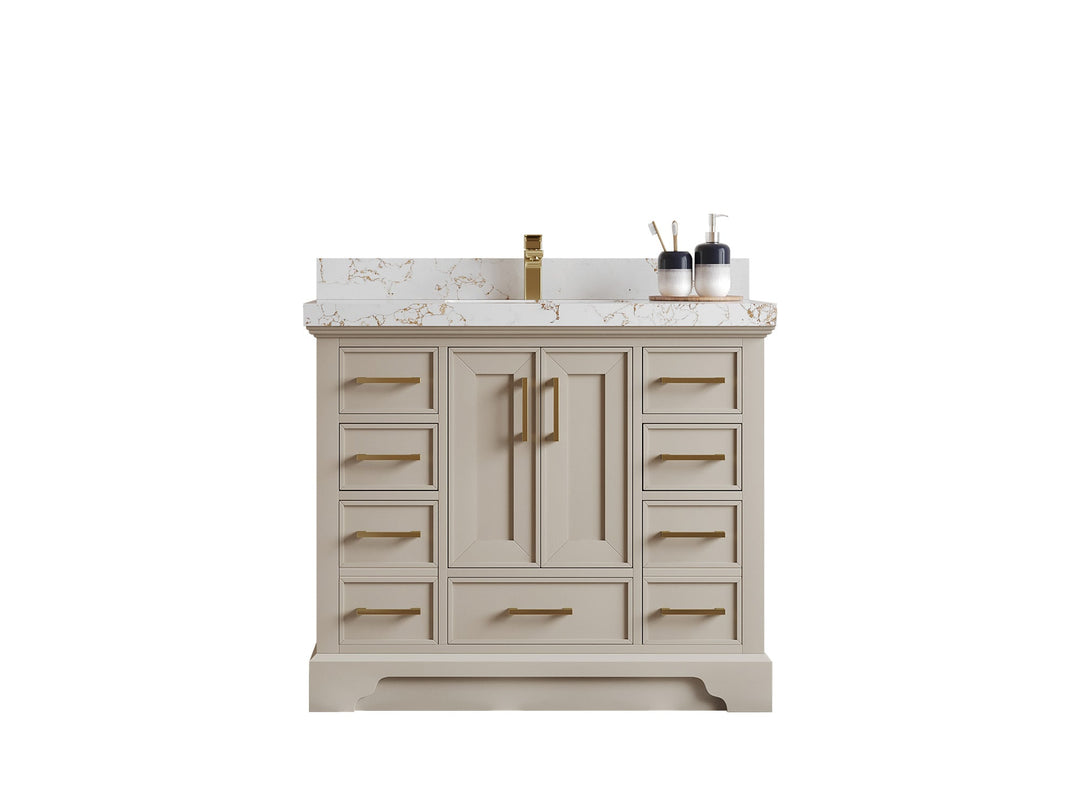 Charlotte Slim Shaker Bathroom Vanity – White Oak, Teak Wood, Painted with Quartz & Marble or Taj Mahal Quarzite - photo 34