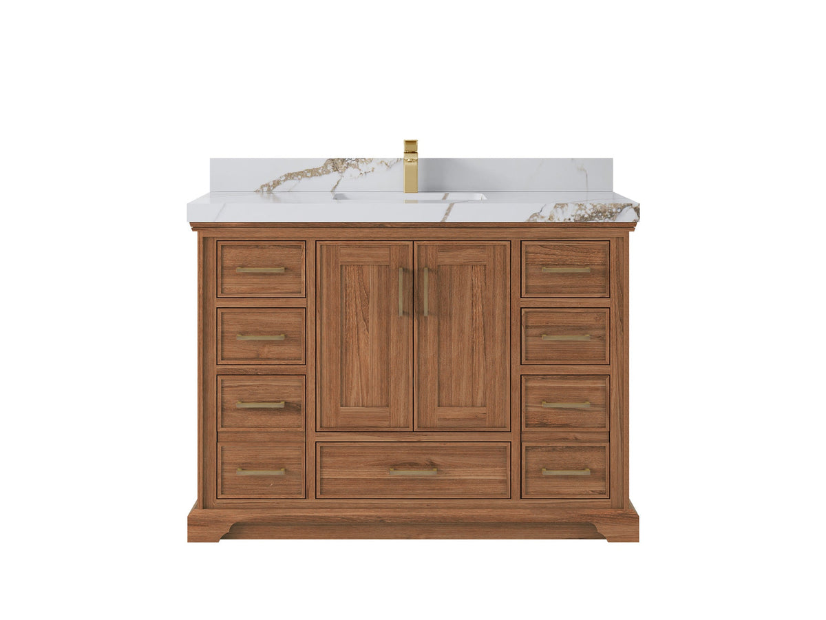 Charlotte 48 in. W x 22 in. D Single Sink Bathroom Teak Wood Vanity - Willow Bath and Vanity