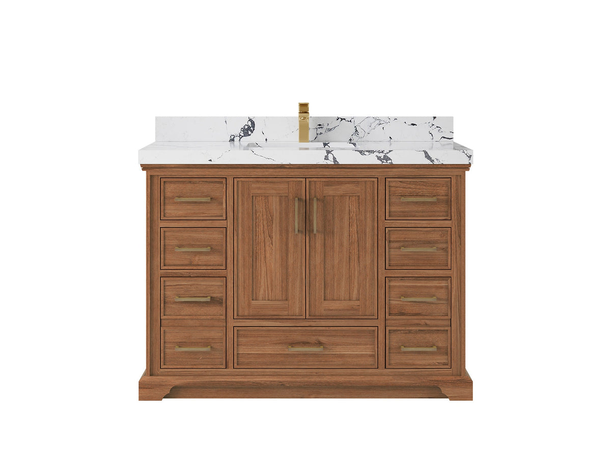 Charlotte 48 in. W x 22 in. D Single Sink Bathroom Teak Wood Vanity - Willow Bath and Vanity
