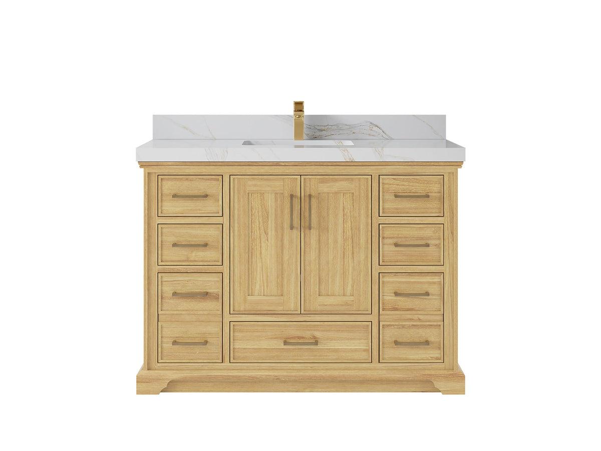 Charlotte 48 in. W x 22 in. D Single Sink Bathroom Teak Wood Vanity - Willow Bath and Vanity