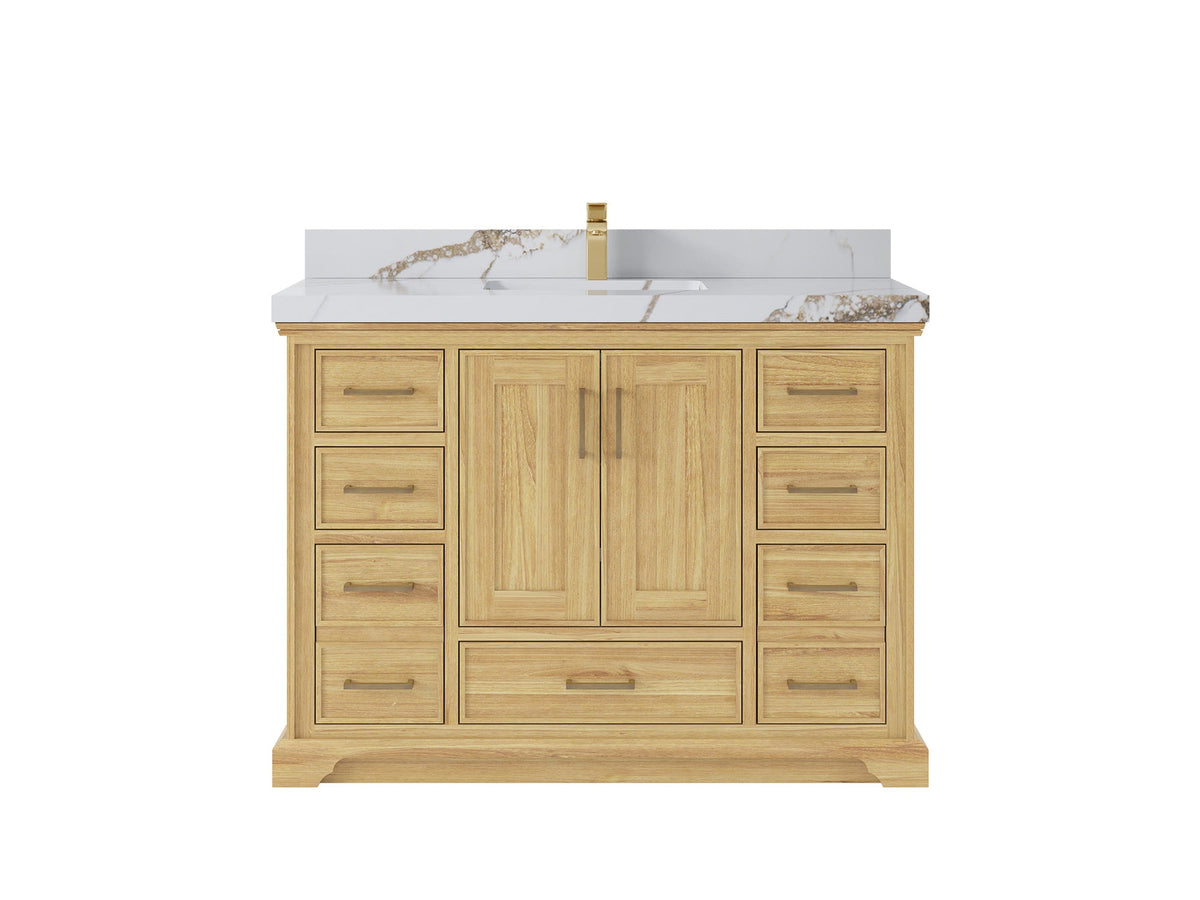Charlotte 48 in. W x 22 in. D Single Sink Bathroom Teak Wood Vanity - Willow Bath and Vanity