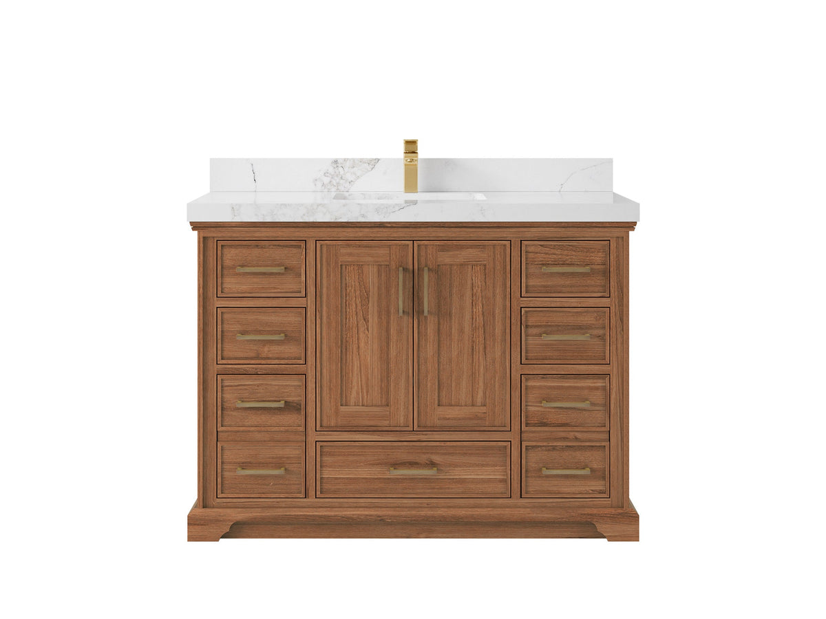Charlotte 48 in. W x 22 in. D Single Sink Bathroom Teak Wood Vanity - Willow Bath and Vanity