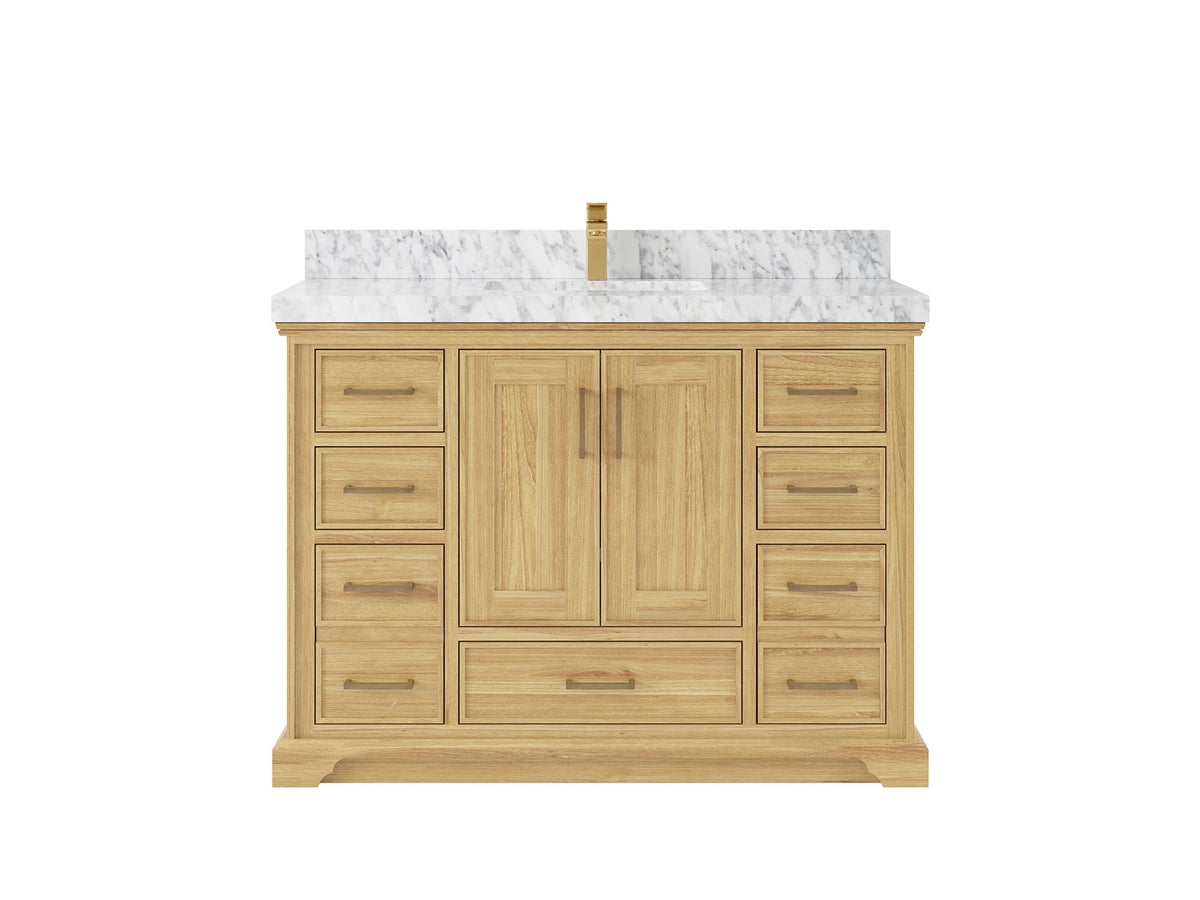 Charlotte 48 in. W x 22 in. D Single Sink Bathroom Teak Wood Vanity - Willow Bath and Vanity