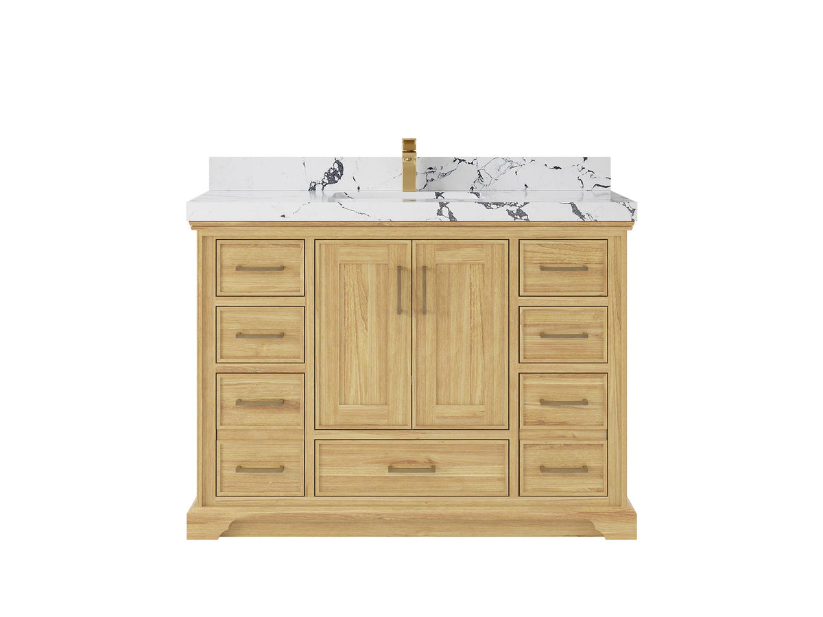Charlotte 48 in. W x 22 in. D Single Sink Bathroom Teak Wood Vanity - Willow Bath and Vanity