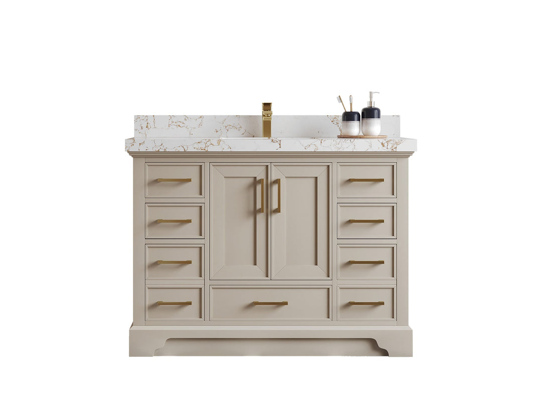 Charlotte Slim Shaker Bathroom Vanity – White Oak, Teak Wood, Painted with Quartz & Marble or Taj Mahal Quarzite - photo 33
