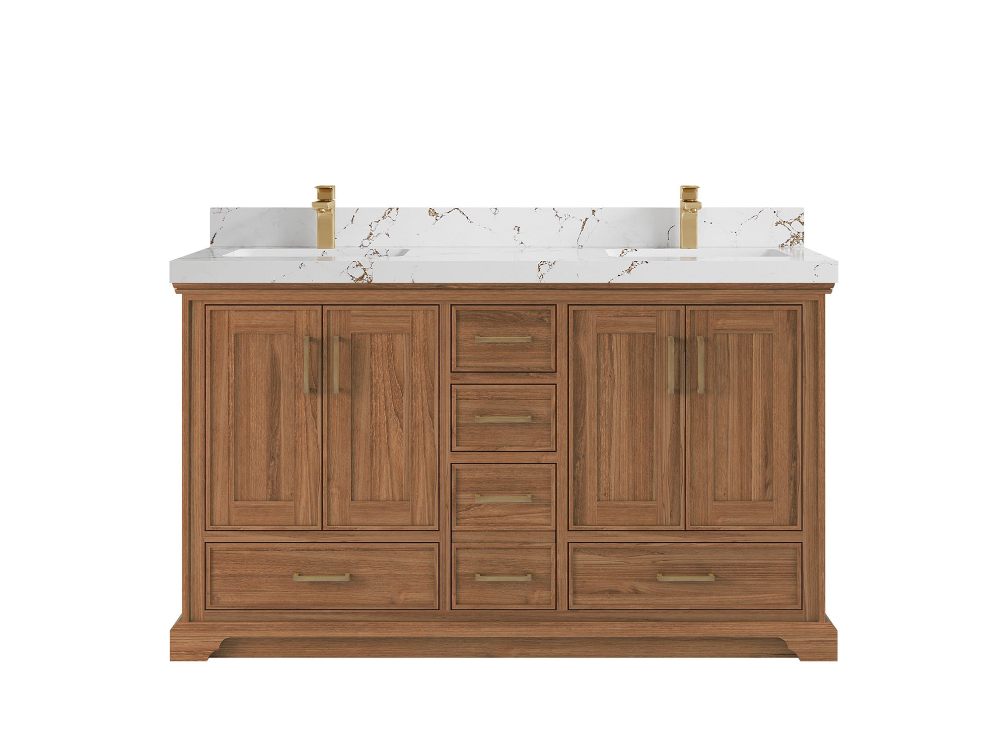 Charlotte 60 in. W x 22 in. D Double Sink Bathroom Teak Wood Vanity - Willow Bath and Vanity