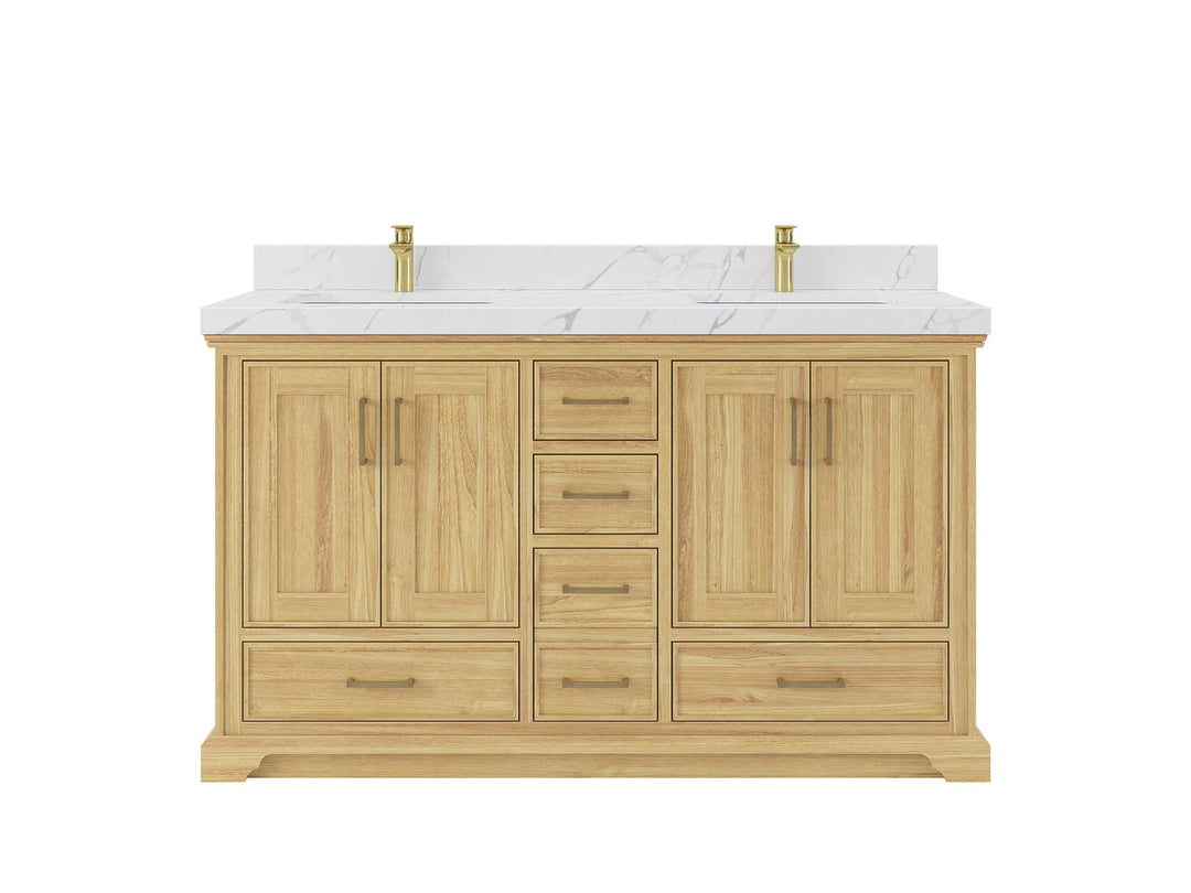 Charlotte Slim Shaker Bathroom Vanity – White Oak, Teak Wood, Painted with Quartz & Marble or Taj Mahal Quarzite - photo 24