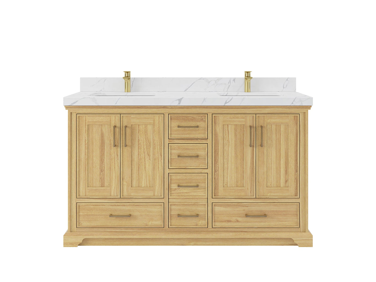 Charlotte 60 in. W x 22 in. D Double Sink Bathroom Teak Wood Vanity - Willow Bath and Vanity